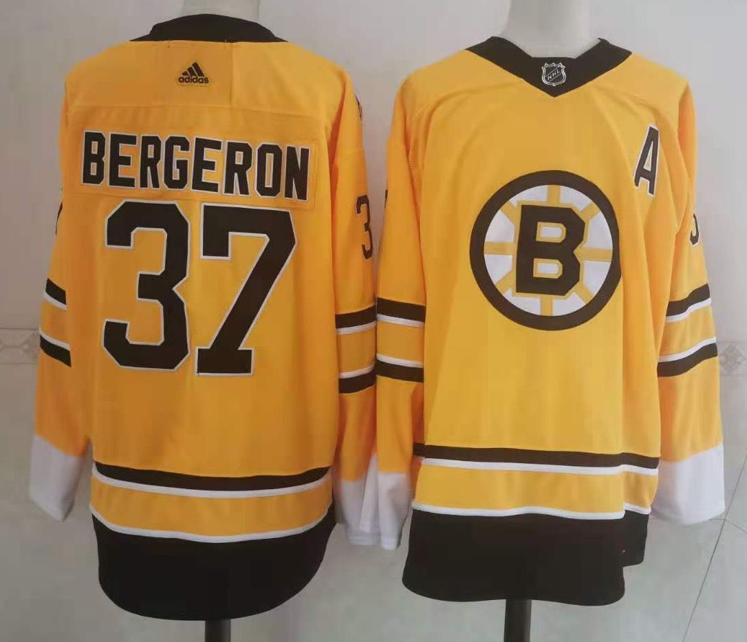 Adidas Men Boston Bruins #37 Bergeron Authentic Stitched yellow NHL Jersey->montreal canadiens->NHL Jersey